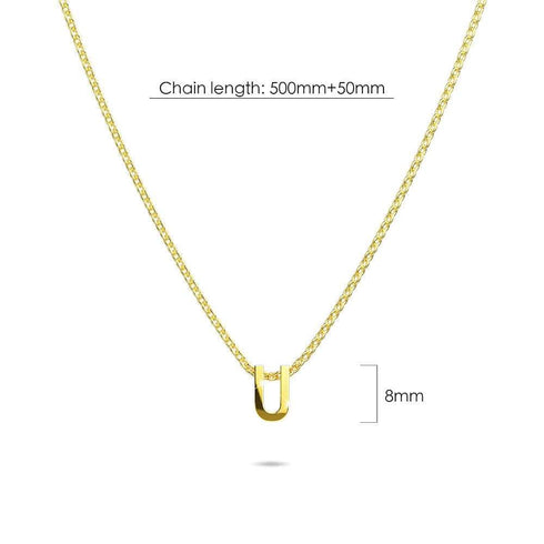 Initials Brick Alphabet Letter Necklace Gold Layered Steel Jewellery